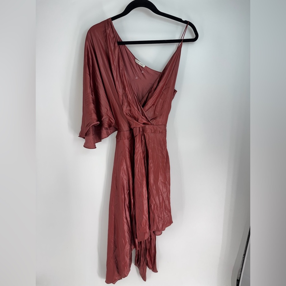 Ronny Kobo Asymmetrical V Neck Built in Bodysuit Dress